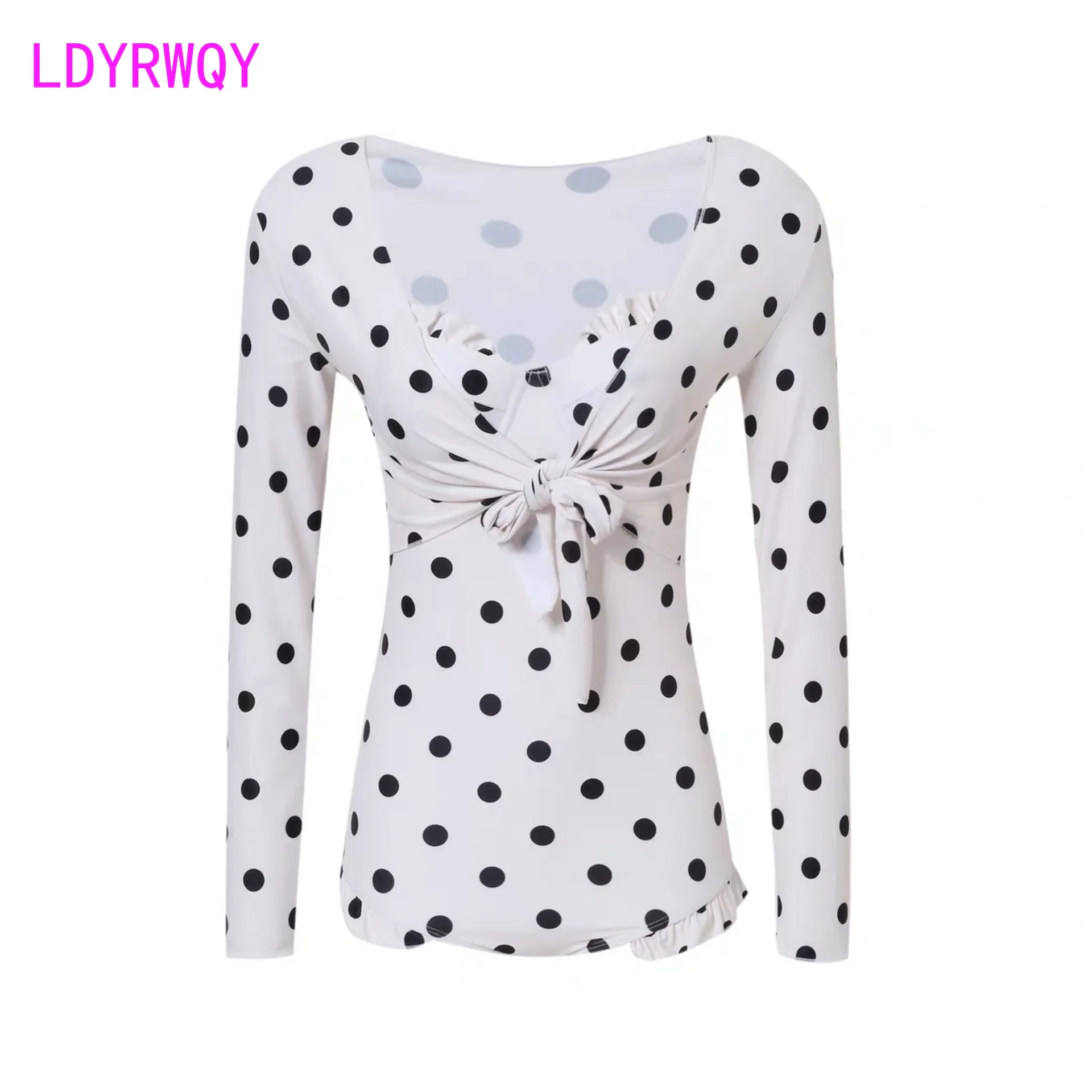 

LDYRWQY 2021 new fashion sexy sling wave point high waist triangle Japanese and Korean open back slim one-piece bikini swimsuit