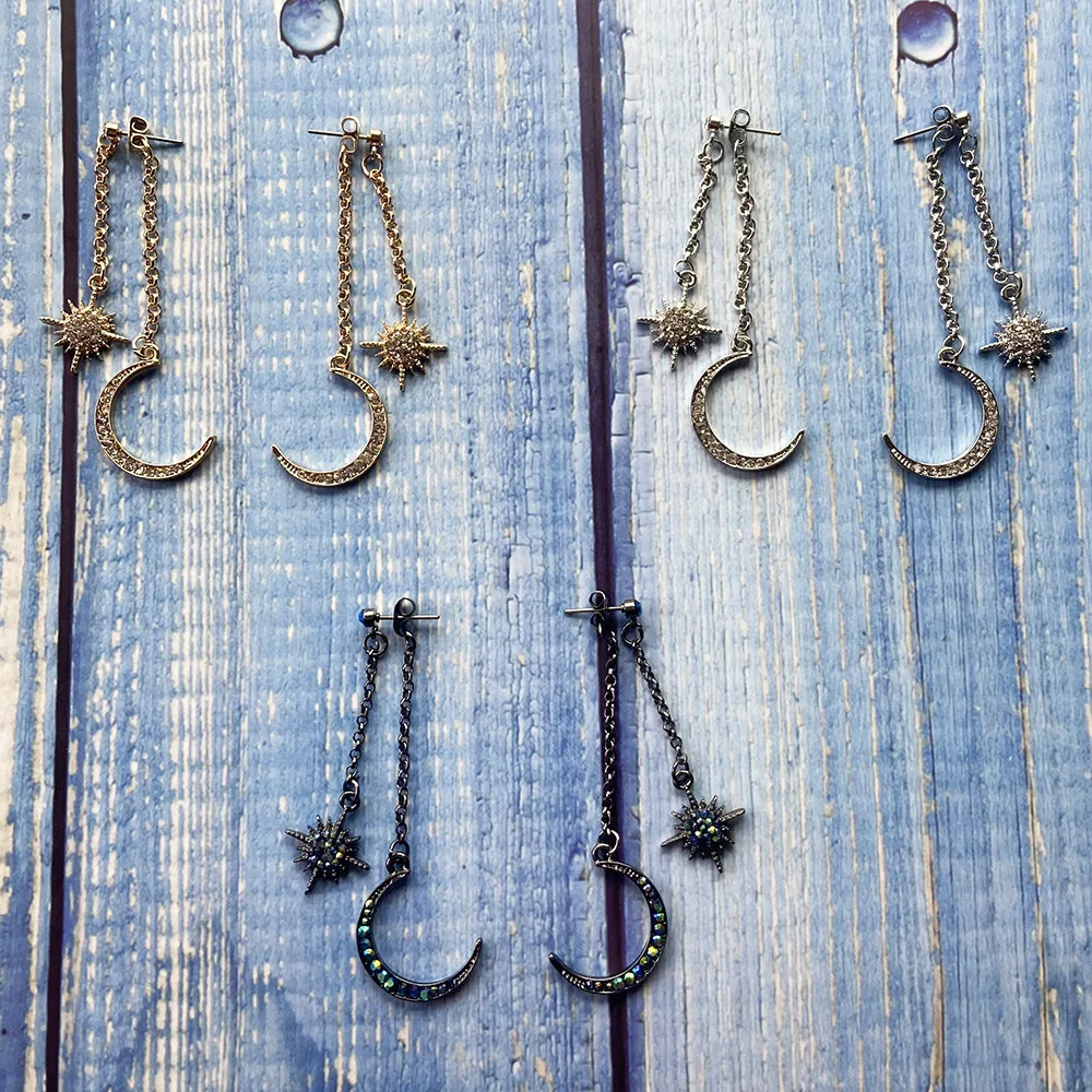 Модные хрустальные серьги-капли Звезды Луны для женщин модные Элегантные