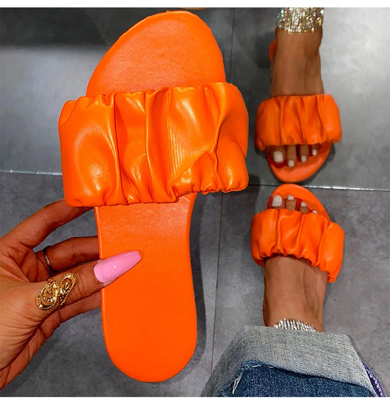 

Women Sandals 2021 New Summer Shoes Women Flat Sandals Plus Size Pleated Sandalias Mujer Flip Flops Casual Beach Slippers Female