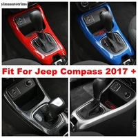 center control gear shift panel decorative trim cover for jeep compass 2017 2020 red blue matte carbon fiber interior