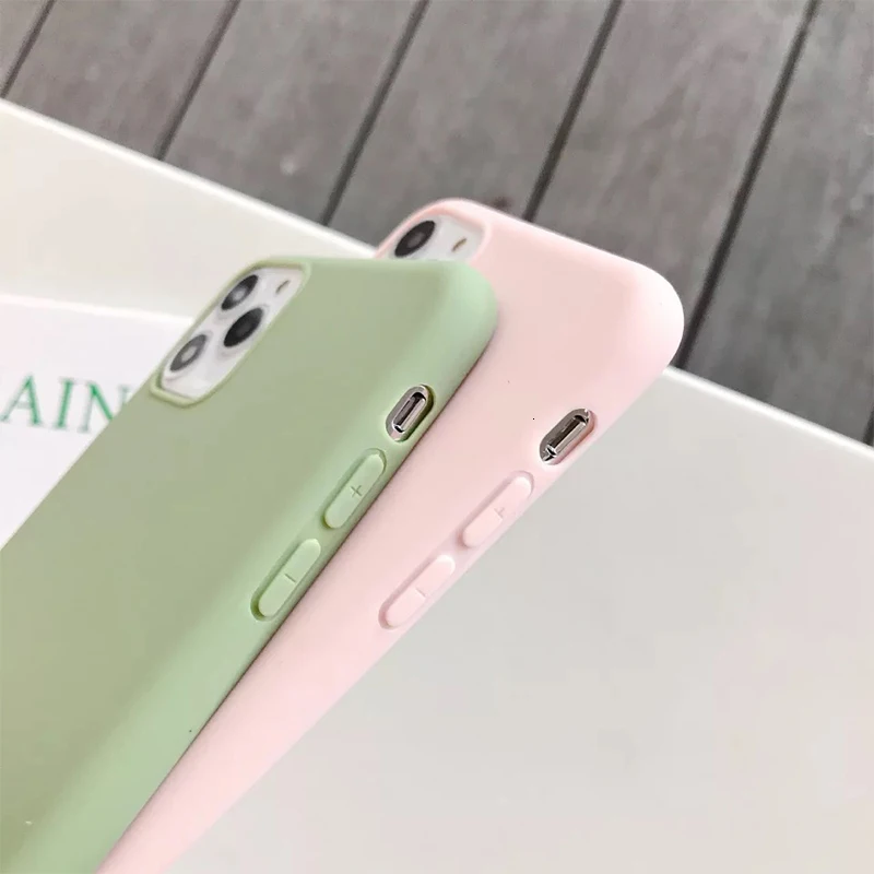 Карамельный чехол для телефона для IPhone 6, 6s, 7, 8 Plus, X, XR, XS, 11 Pro Max, милый простой однотонный Мягкий силиконовый чехол для, чехол для iPhone 11
