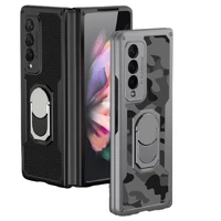 for samsung galaxy z fold 3 case luxury carbon fiber texture stand shockproof back cover for samsung fold3 5g case with holder