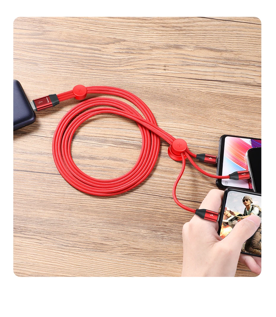 Baseus 3 в 1 USB кабель для iPhone Micro usb type C кабель для Android для мобильного телефона Магнитный зарядное устройство с интерфейсом Lightning Кабель USBC Microusb