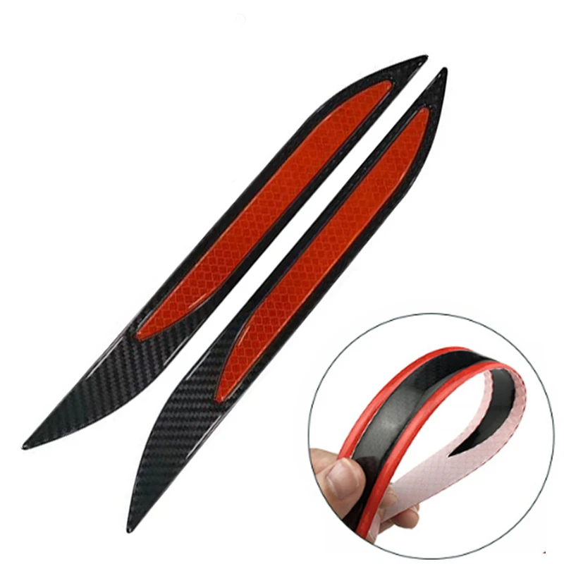 

2Pcs Car Sticker Bumper Protector Reflective Strips Auto Motorcycle Anti-Scratch Warning Stickers Carbon fiber Red Blue White