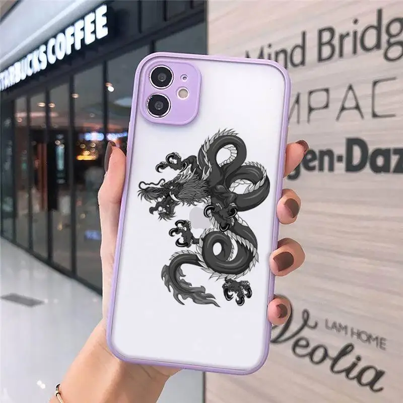 

Chinese dragon Simple pattern Phone Case matte transparent For iphone 7 8 11 12 plus mini x xs xr pro max cover