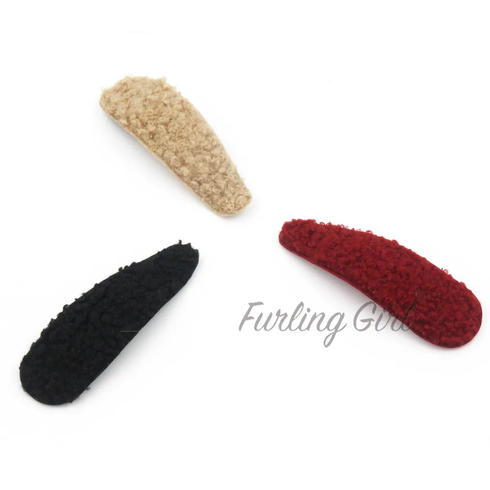 Furling Girl 1 PC Korean Triangle Teddy Faux Fur Hair Clip Water-Drop Shape Hairgrips Vintage Women Barrette Hairpin - купить по