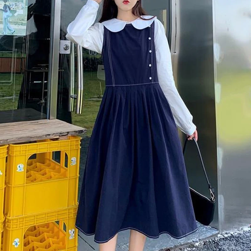 Платье женское длинное в японском стиле мягкое платье без рукавов готическом