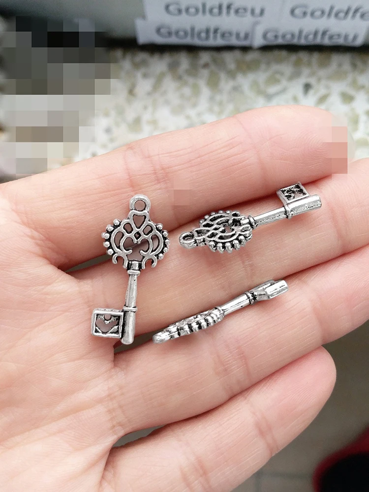 

creation jewelry making charms pendants key design flat heart silver diy handcrafts accessories metal unique dangles 100pcs/lot