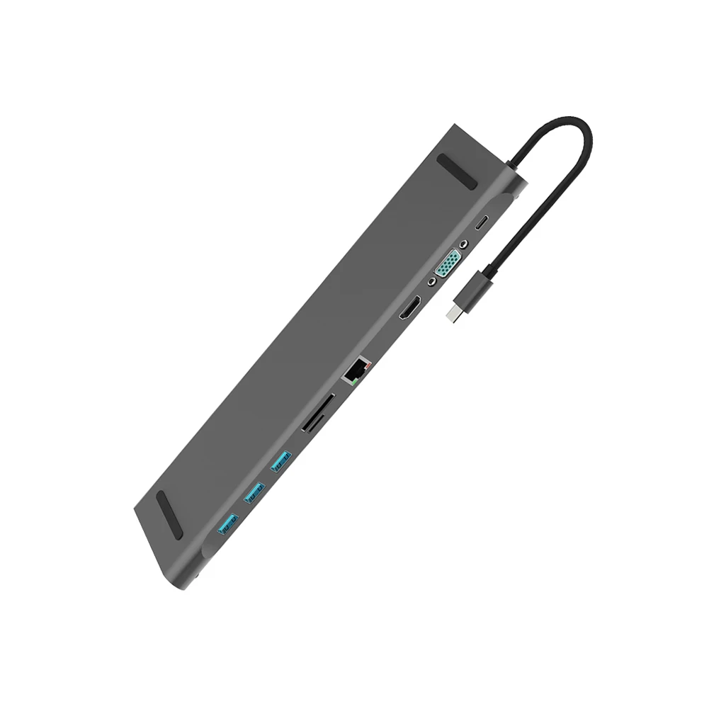 1080P 10 в 1 концентратор 4K usb type-C к USB 3,0 TF HDMI VGA RJ45 Мини DP док-станция аудио карта памяти/TF карта док-станция