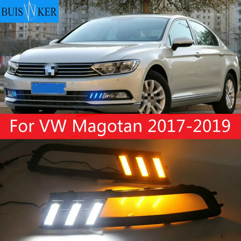 

2 шт. для VW Magotan 2017-2019 светодиодный DRL для Magotan светодиодный Противотуманные фары светильник Высокая яркость руководство светодиодный дневные ходовые огни