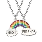 Ожерелье Лучшие друзья пара эмаль головоломки радуги и облака, кулон ожерелье дружбы Bff, ювелирное изделие в подарок для ожерелье для женщин