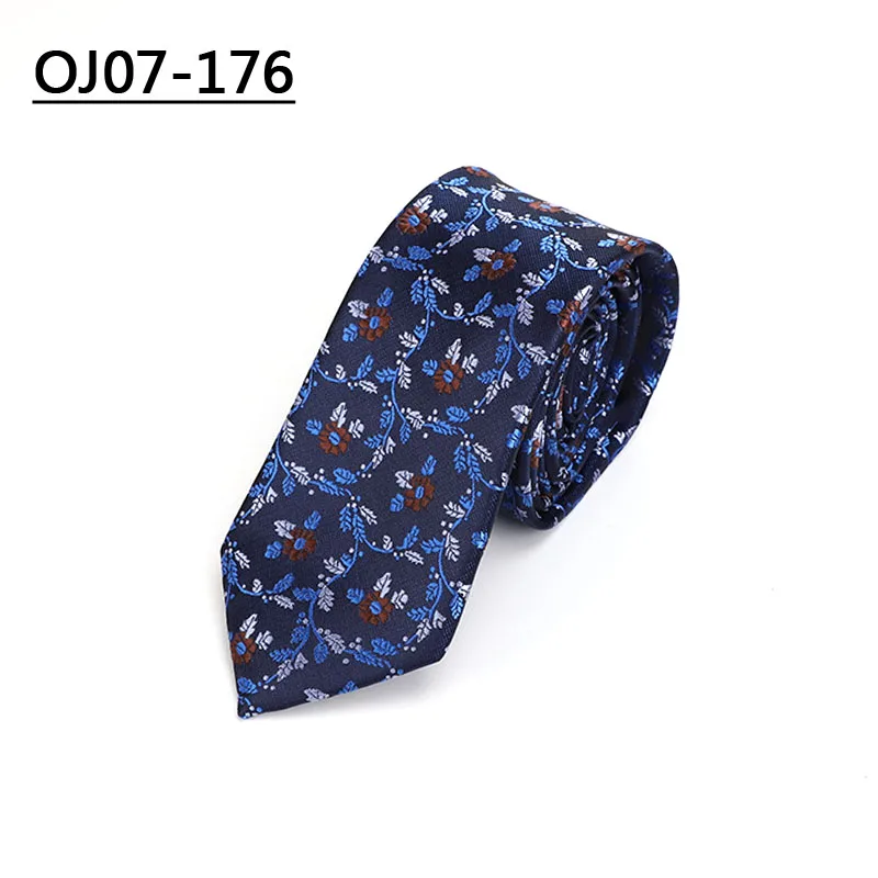 OJ07-176 YISHLINE Factory 7 см галстуки Красный Синий плед для мужчин Свадебная вечеринка рубашка костюм жениха Длинный Галстук полиэстер Шелковый жаккард - Цвет: OJ07-176