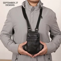 new style mini messenger bag men genuine leather handmade top cowskin male phone bags shoulder crossbody travel passport bag