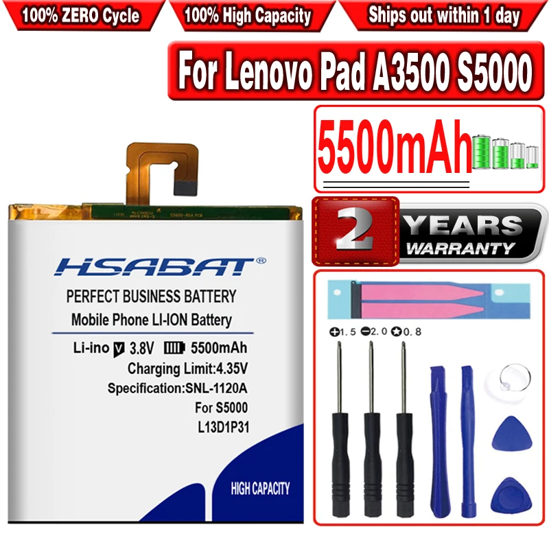 Аккумулятор HSABAT L13D1P31 5500 мАч для Lenovo Pad A3500 S5000 H tab3 7 TB3 710i 710F tab 2 A7 30 10F 20F|Аккумуляторы