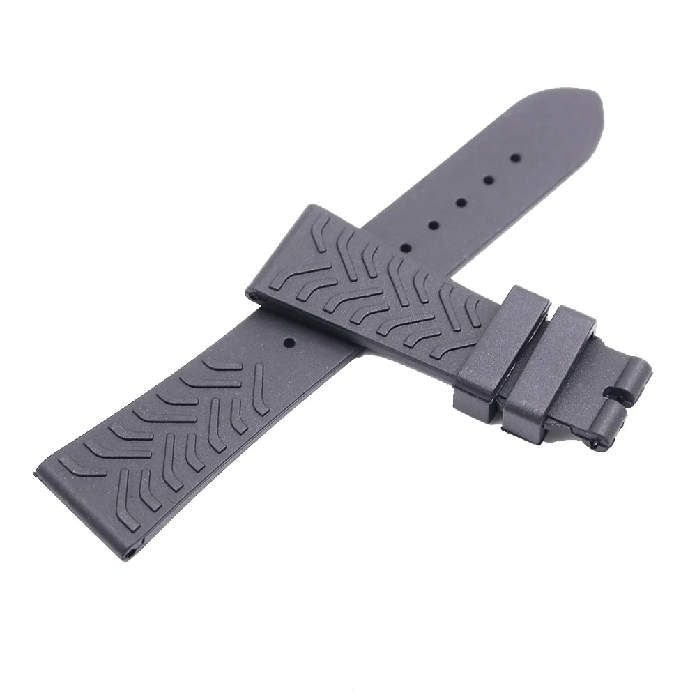 Rolamy 22mm Luxury Black Soft And Comfortable Waterproof Silicone Rubber Replacement Wrist Watch Band without Clasp For Tudor