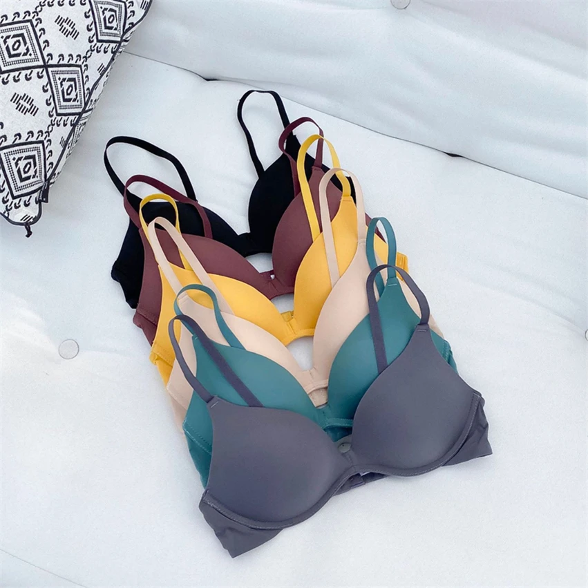 

Japanese-Style Simple Seamless Plain Girl Push Up Bra Summer Ultra-Thin Cup Large Bust Small Chest Underwear Female Intimates