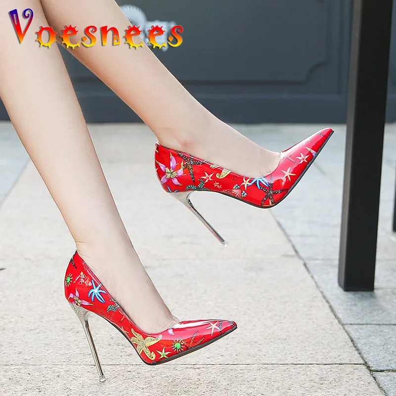 

Voesnees 2022 новые свадебные туфли для невесты красные с острым носком 11 см женские вечерние туфли на высоком каблуке туфли-лодочки для девушек искусственная обувь для подружки невесты Размер 43