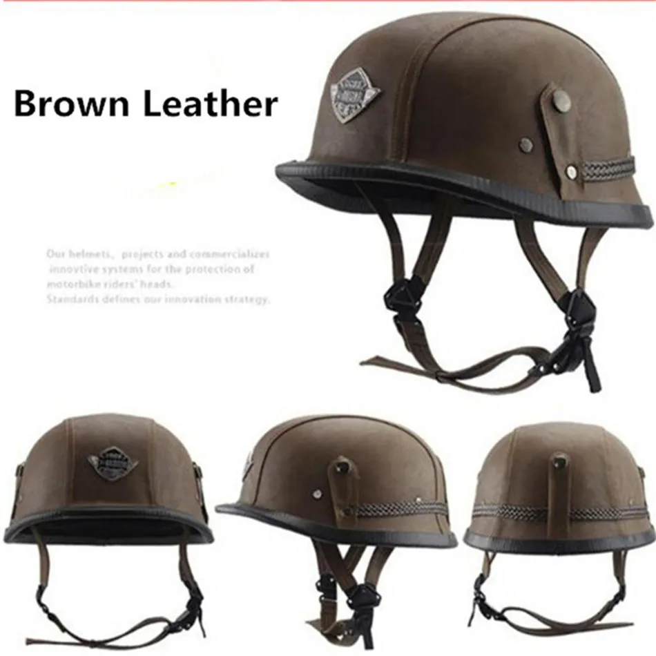 Мотоциклетные шлемы унисекс в стиле ретро немецкие матовые черные средней длины