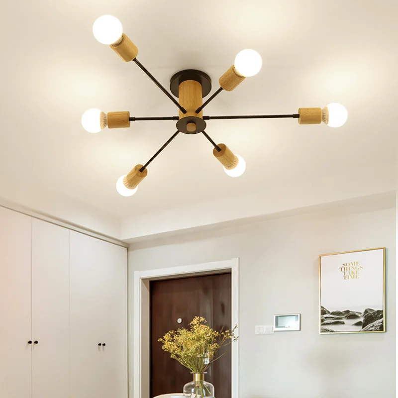 

Nordic LED Pendant Lights Dining Room Pendant Lamp Modern Colorful Restaurant Kitchen Coffee Bedroom Loft Hanglamp Wood E27