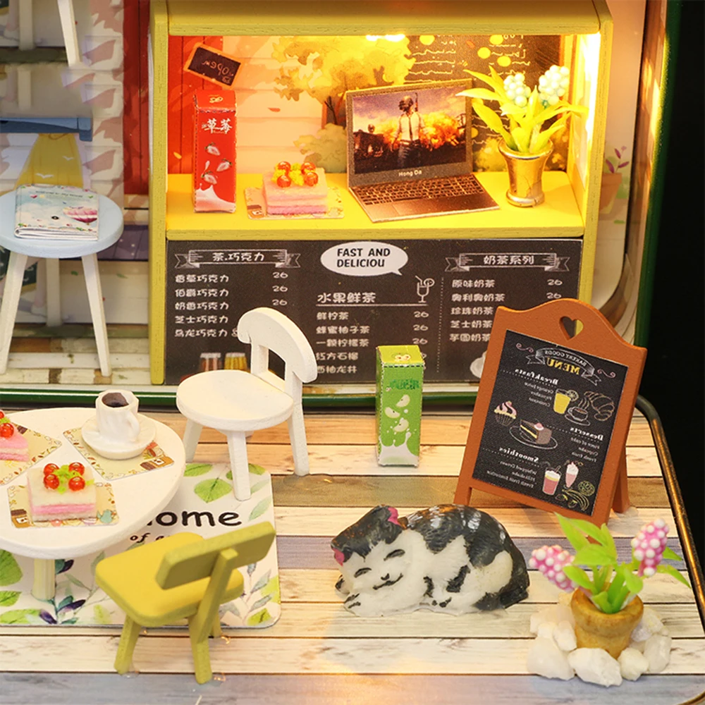Миниатюрный Кукольный домик DIY деревянный кукольный с мебелью детские игрушки