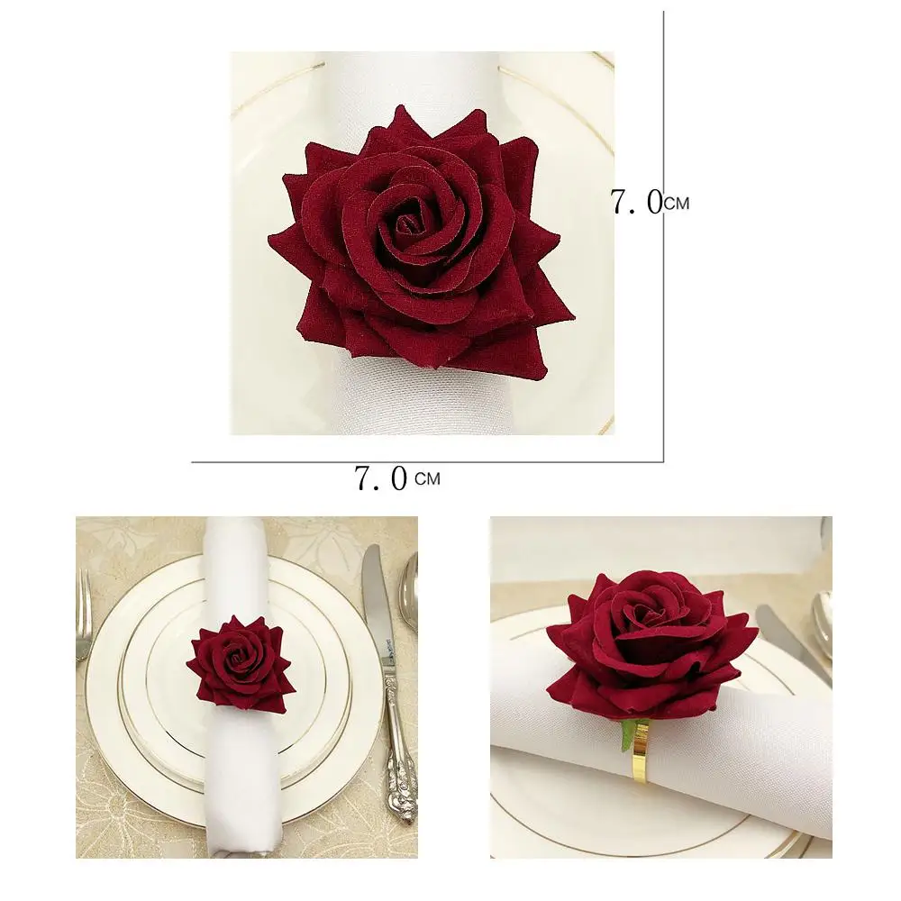 6 шт./лот Романтические кольца для салфеток в виде Розы держатель из сплава с