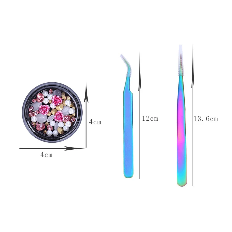 

6 Color 3D Nail Art Rhinestone Decoration Set for Nail Art Tools with 2 Pcs Tweezer