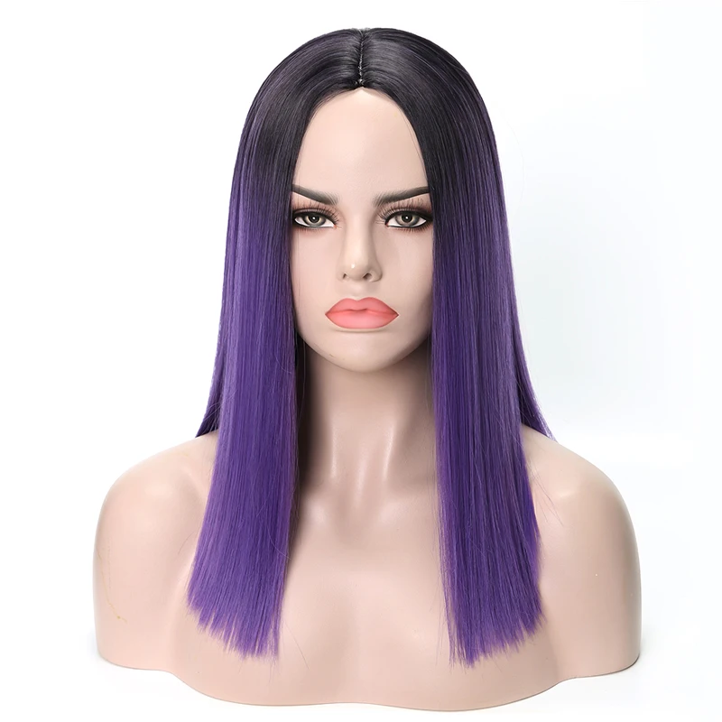 

LANYI Synthetic Hair Wigs Middle Part Straight Medium Long Hair Wig Heat Resistant Fibers For Women