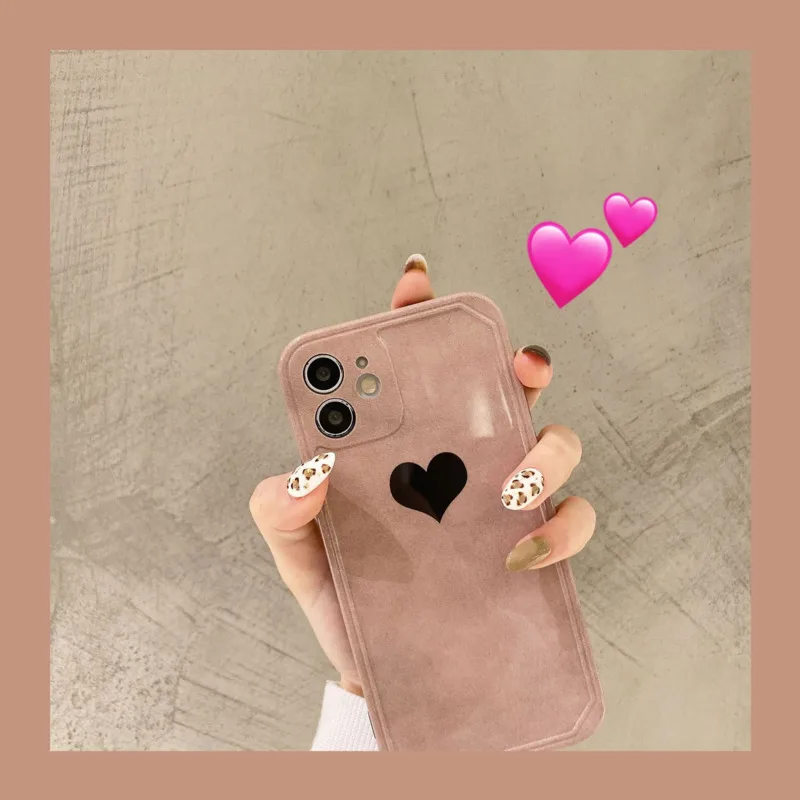 

Candy Colors Love Heart Phone Case For iPhone 11 Pro Max 7 8 Plus X XR XS Max 12 Three-dimensional Square Frame Back Cover Coque