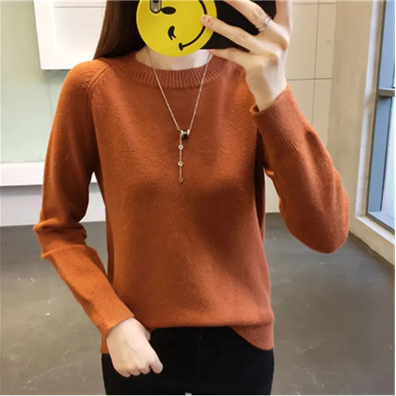 Женский короткий свитер свободного покроя Осень-зима 2020 черный и белый с круглым