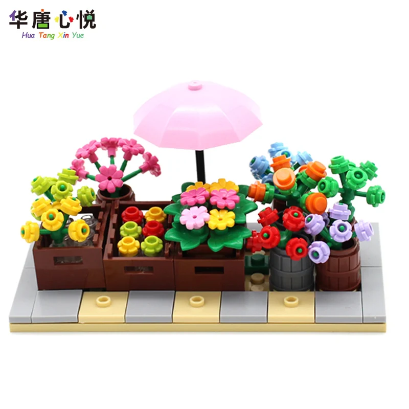 

MOC City Flower Stand Combination Suit Scenes Model Educational Toys Compatible Building Blocks Cultivate Interest Gifts Cities