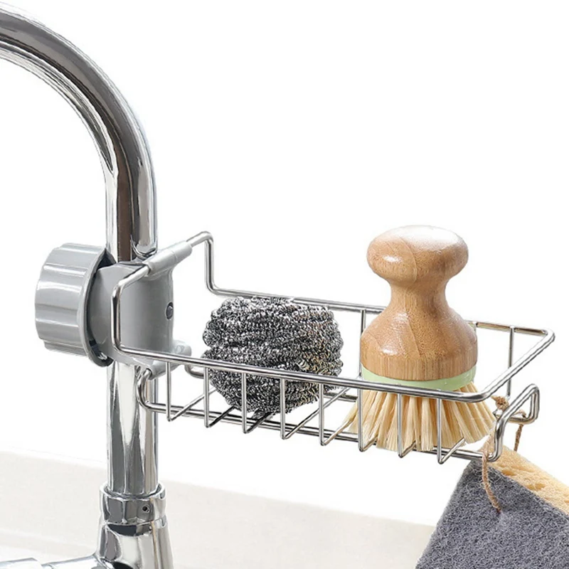 

A Kitchen Drain Rack Soap Rag Storage Rack Holders Shelves Storage Stainless Steel Faucet Shelf Sponge Dish Cloth Finishing Rack