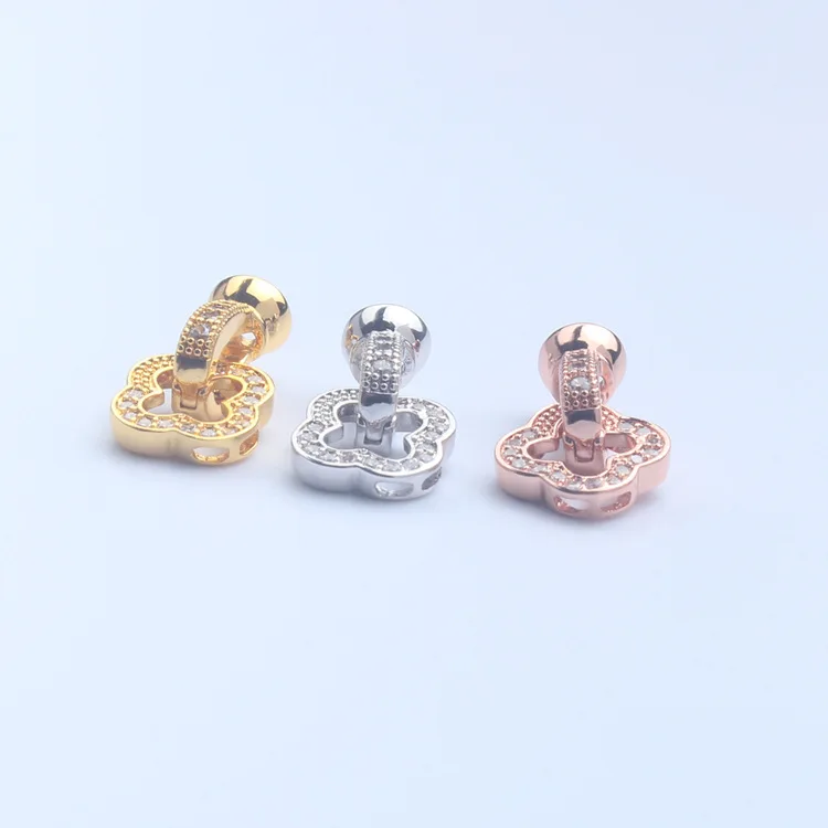 18 каратовый тип BaoJinBao цвет красное клеверное ожерелье браслет замок своими руками ремесло жемчужная цепочка концы пряжки на свитер.