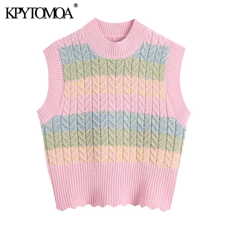 

Жилет женский трикотажный в полоску, без рукавов, 2021