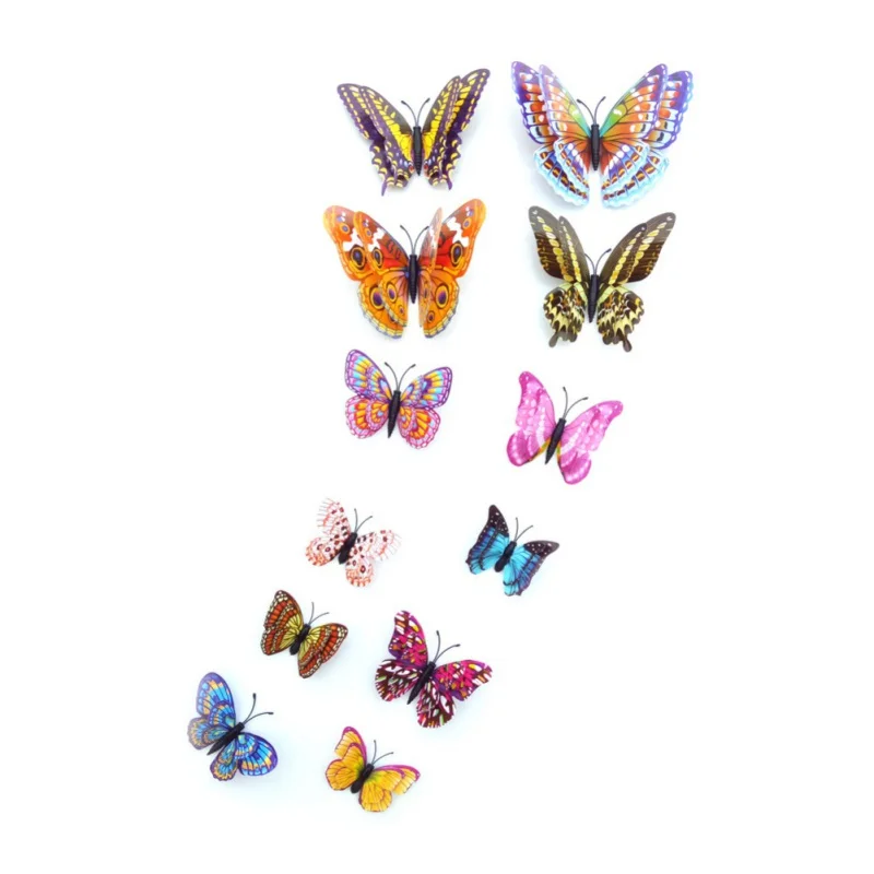 

12pcs Luminous 3d Butterfly Wall Stickers Cute Butterflies Art Decals For Home Room Wall Decoration Refrigerator Stickers