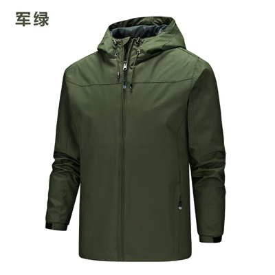 Homme jacket men new coats plus size S-5XL solid color hooded Thin windbreaker jacket windproof and waterproof outdoor men - Цвет: Армейский зеленый
