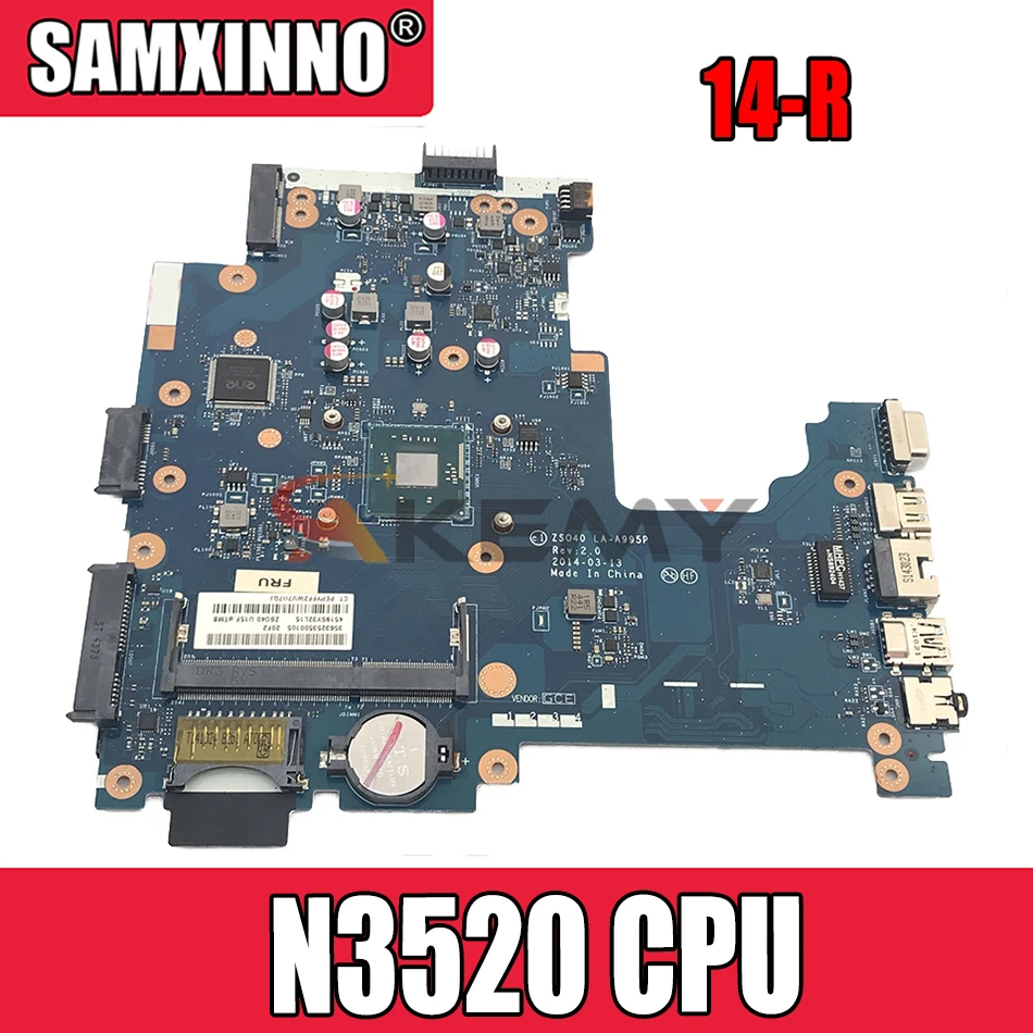 

Akemy ZS040 LA-A995P материнская плата для ноутбука HP 14-R 240 основная плата SR1SE N3520 755838-001 760694-501 760694-001 аккумулятор большой емкости