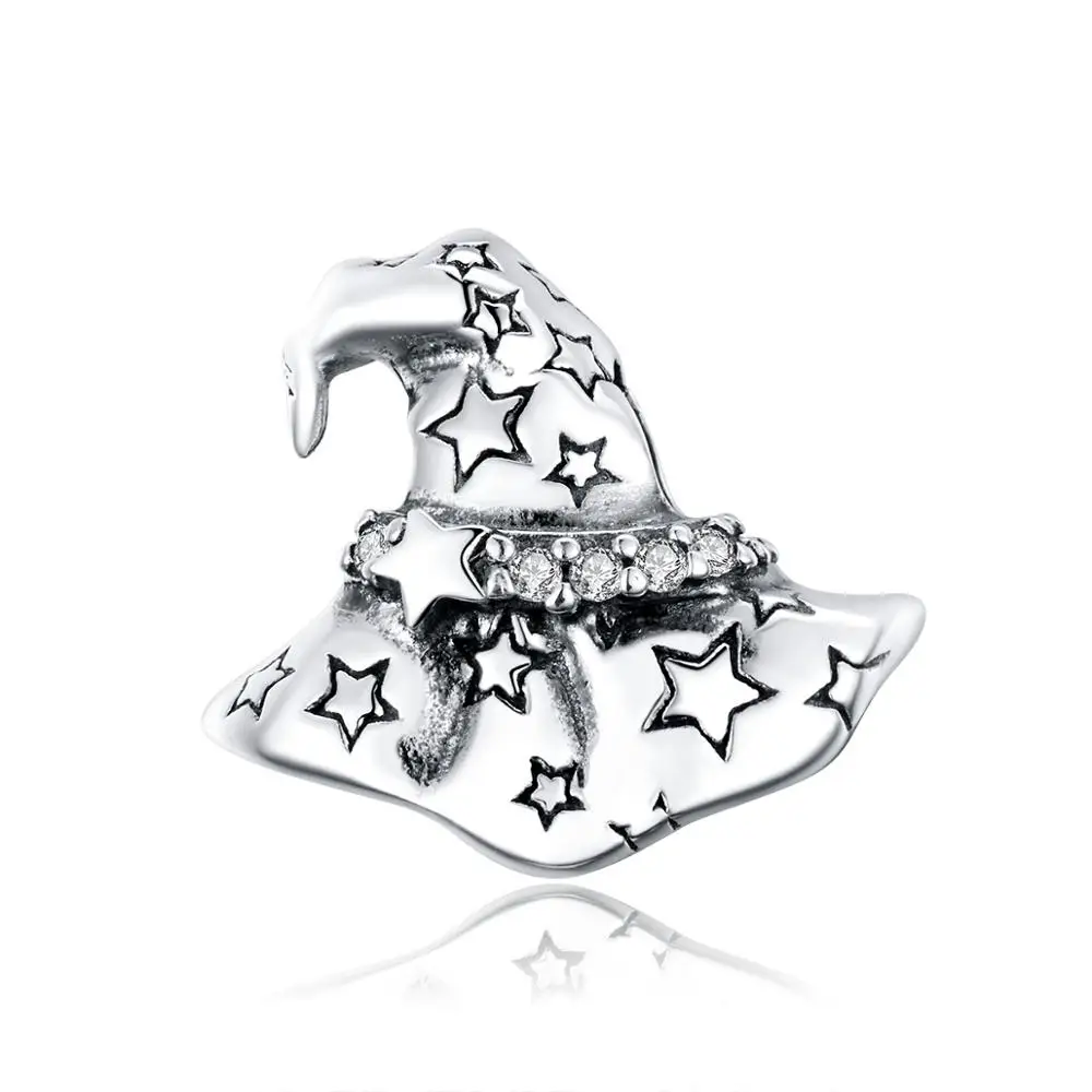 

Genuine 925 Sterling Silver Halloween Witch Hat Charm Bead Fit Original Charm Silver 925 Bracelet Jewelry Making