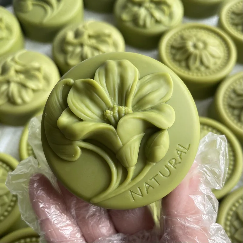 Round Silicone Soap Mold Flower Silicone Mould for Natural Soap Decorating Scented Wax Melt Silicone Molds