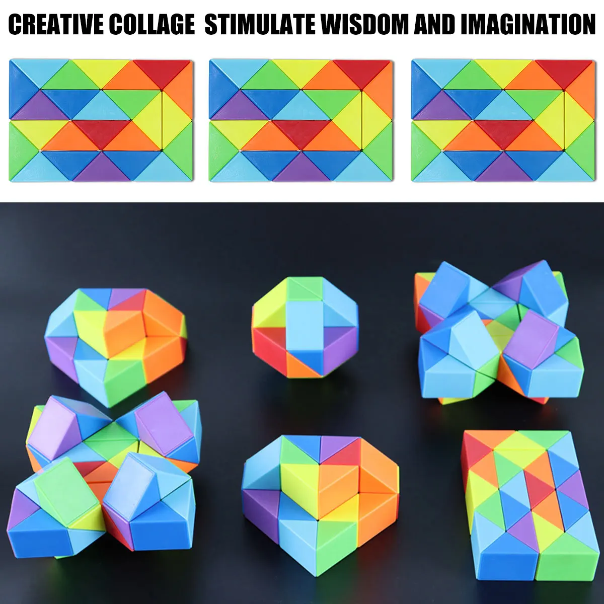 

24 Segments Magic Rule Snake multi-color 3d puzzle fidget gam Fidge Cube Twist Transformable Kid Puzzl Toys for children