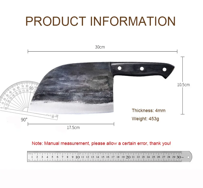 

Eight Forging Chef Knife Handmade Forged High-carbon Clad Steel Kitchen Knives Cleaver Filleting Slicing Broad Butcher Knife