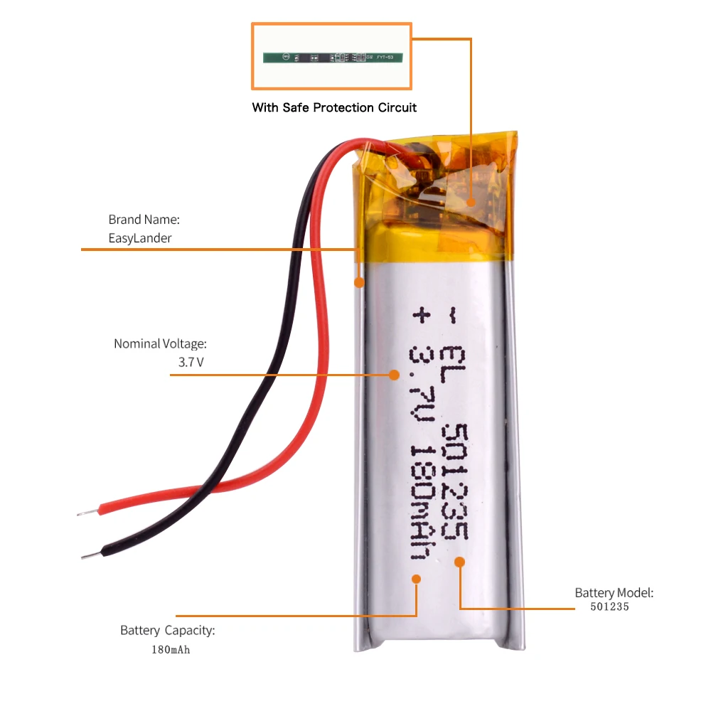 501235 3 7 В 180 мАч литий полимерный литиевый аккумулятор для Bluetooth гарнитуры браслет