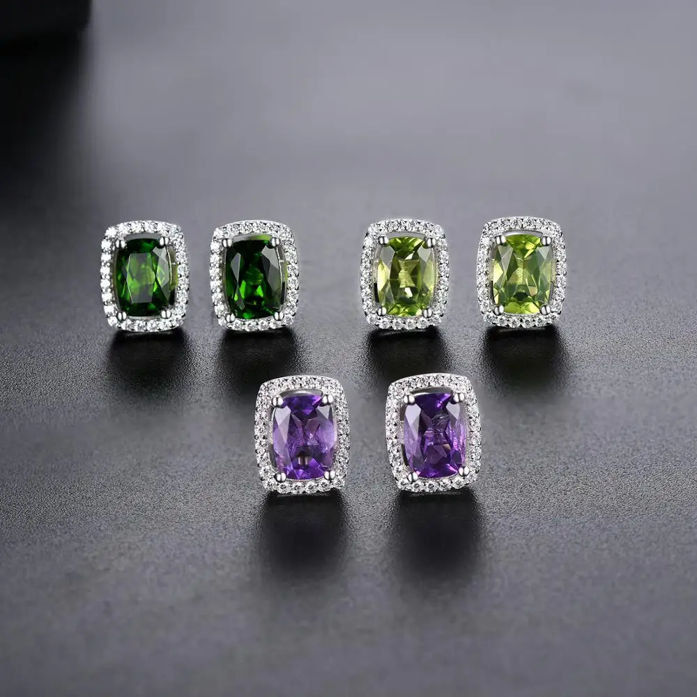 

Hutang Natural Amethyst 1.6 Carats Geniue Crystal Earring for Women Classic Simple Style Coloful Jewelry 925 Silver Fine Jewelry