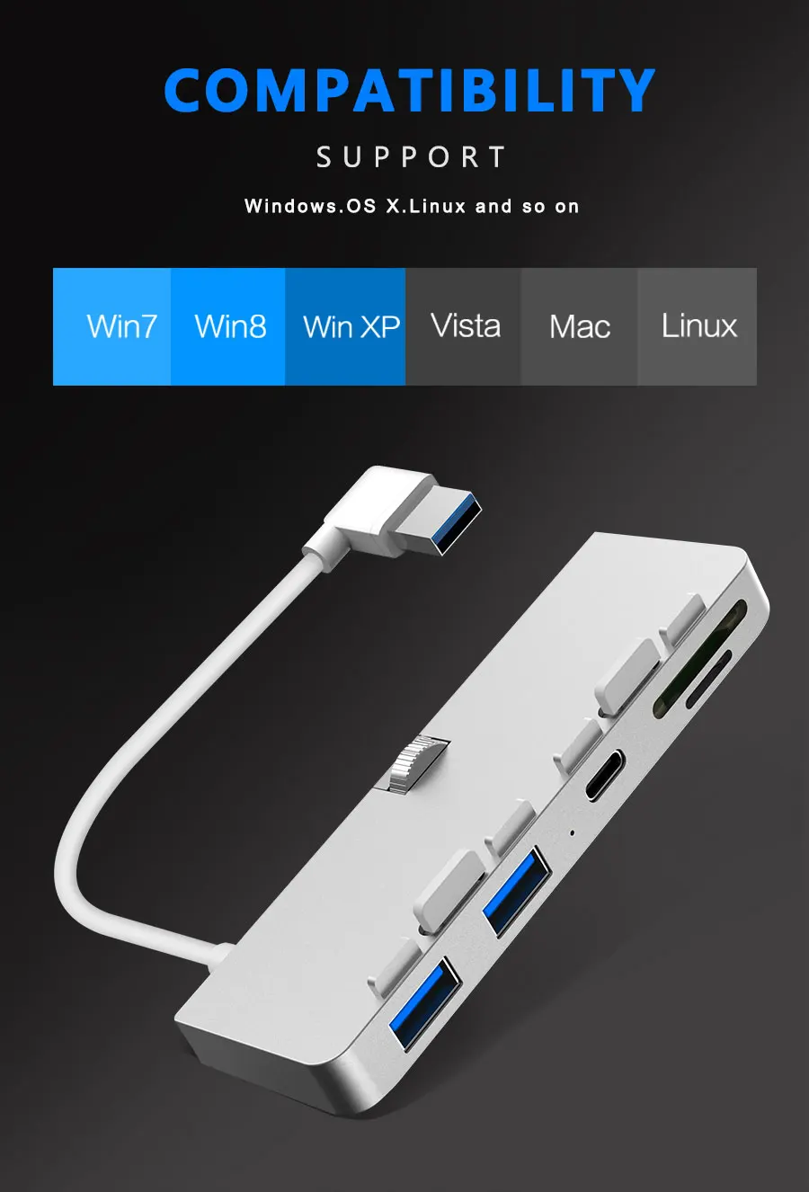 Rocketek алюминиевый сплав usb 3,0 концентратор 3 порта адаптер сплиттер с SD/TF кард-ридер для iMac 21,5 27 PRO тонкий компьютер Unibody