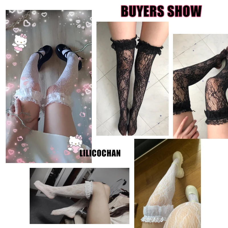JK Lolita Over Knee Stocking Cotton Sailor moon School Girl Long Sock Anime Tight High Black White Kawaii Student Cosplay Garter