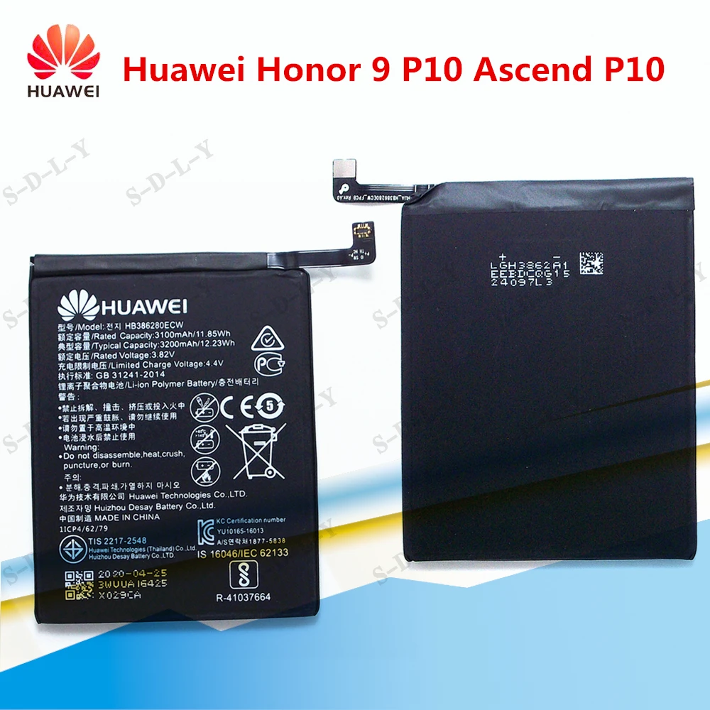 Оригинальный аккумулятор для Huawei Honor 9 P10 AscendP10 HB386280ECW STF L09 AL10 Натуральная кожа
