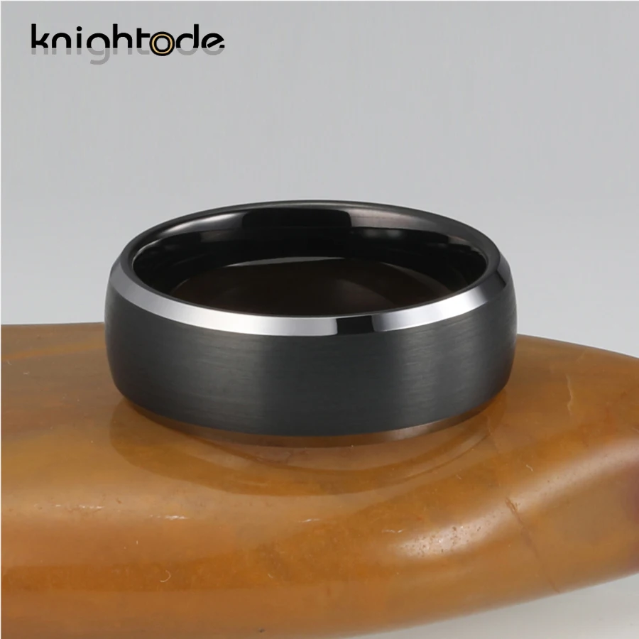 8 мм черное кольцо из карбида вольфрама для женщин и мужчин обручальные полосы