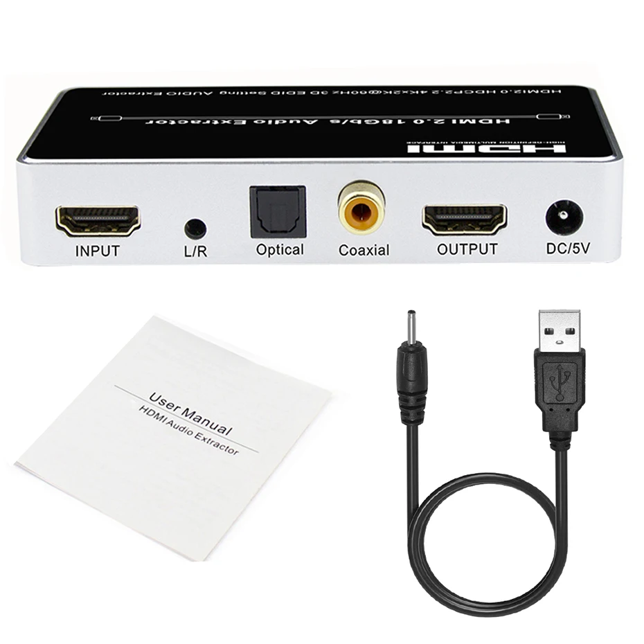 HDMI 2,0 аудио экстрактор 7.1Ch 4K 60Hz HDMI коммутатор аудио сплиттер 1X1 HDMI 5.1Ch аудио экстрактор сепаратор HDMI toslink аудио