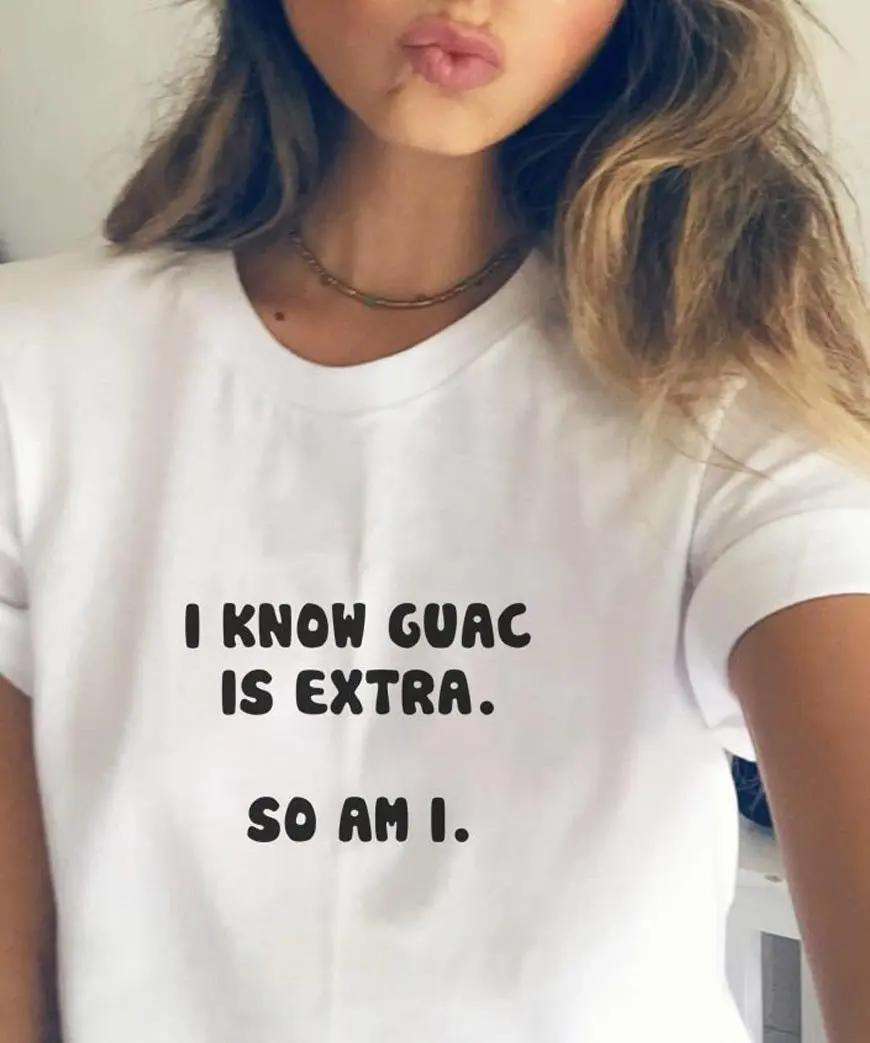 Я знаю что GUAC Экстра так себе я футболка смешная графика для молодых женщин 100%