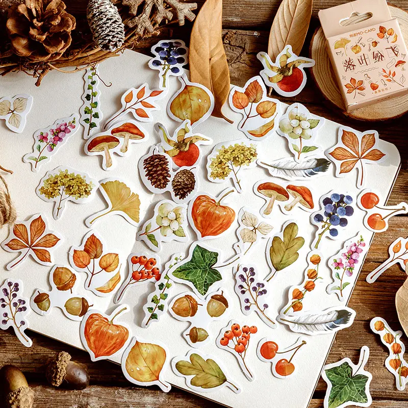 46 pcs Autumn deciduous fruit paper sticker Mini adhesive Sticker Decoration diy Scrapbooking Seal stamp Bullet Journal Stickers | Дом и сад