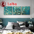 3 шт. картины с изображением миндаля Ван Гога, алмазная вышивка с импрессионистскими цветами для гостиной, Триптих, домашний декор для стен